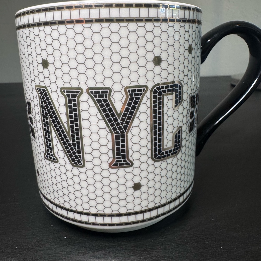 Anthropologie NYC Ceramic Mug in White, Black & Rose Gold - Picture 5 of 9